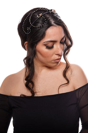 Headband with Swarovski stones and modelling wire on thin base