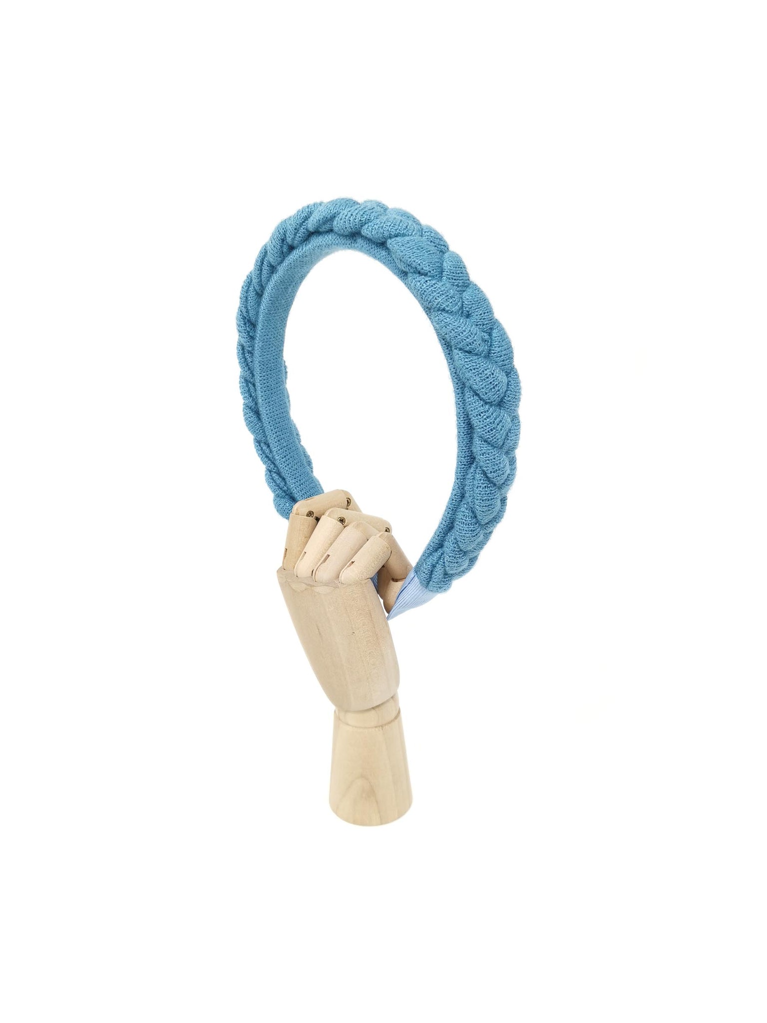 Light blue wool "mini Frida" braided hairband