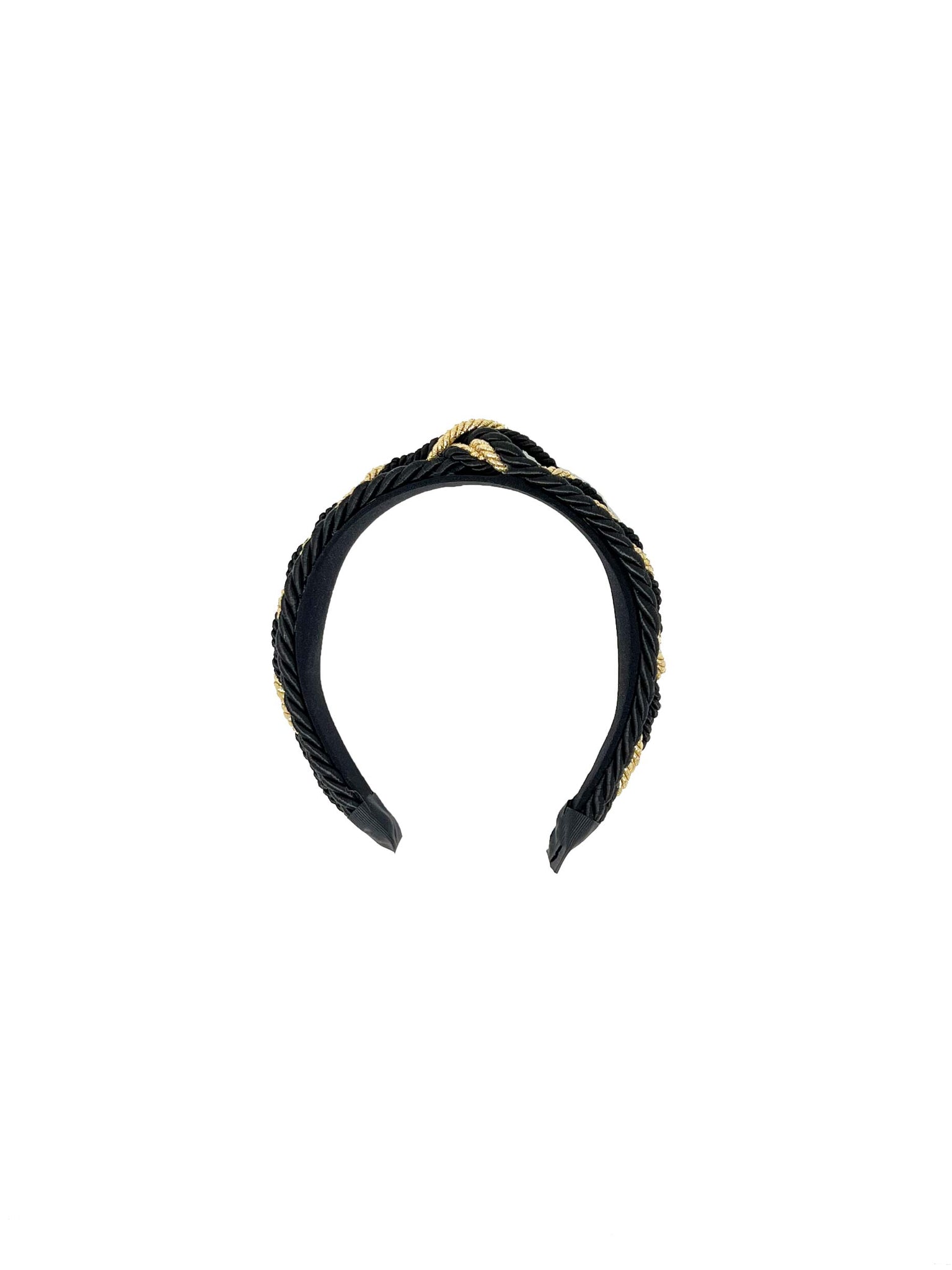 Semplice cerchietto per capelli con croce centrale in oro nero