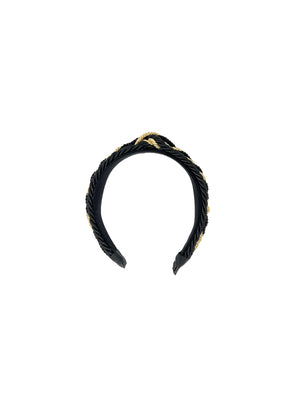 Simple black gold central cross hairband