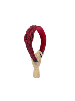 Bordeaux three-strand hairband with side braided knot