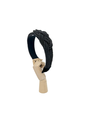 Black three-strand hairband with side braided knot