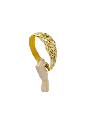 Gold three-strand hairband with side braided knot