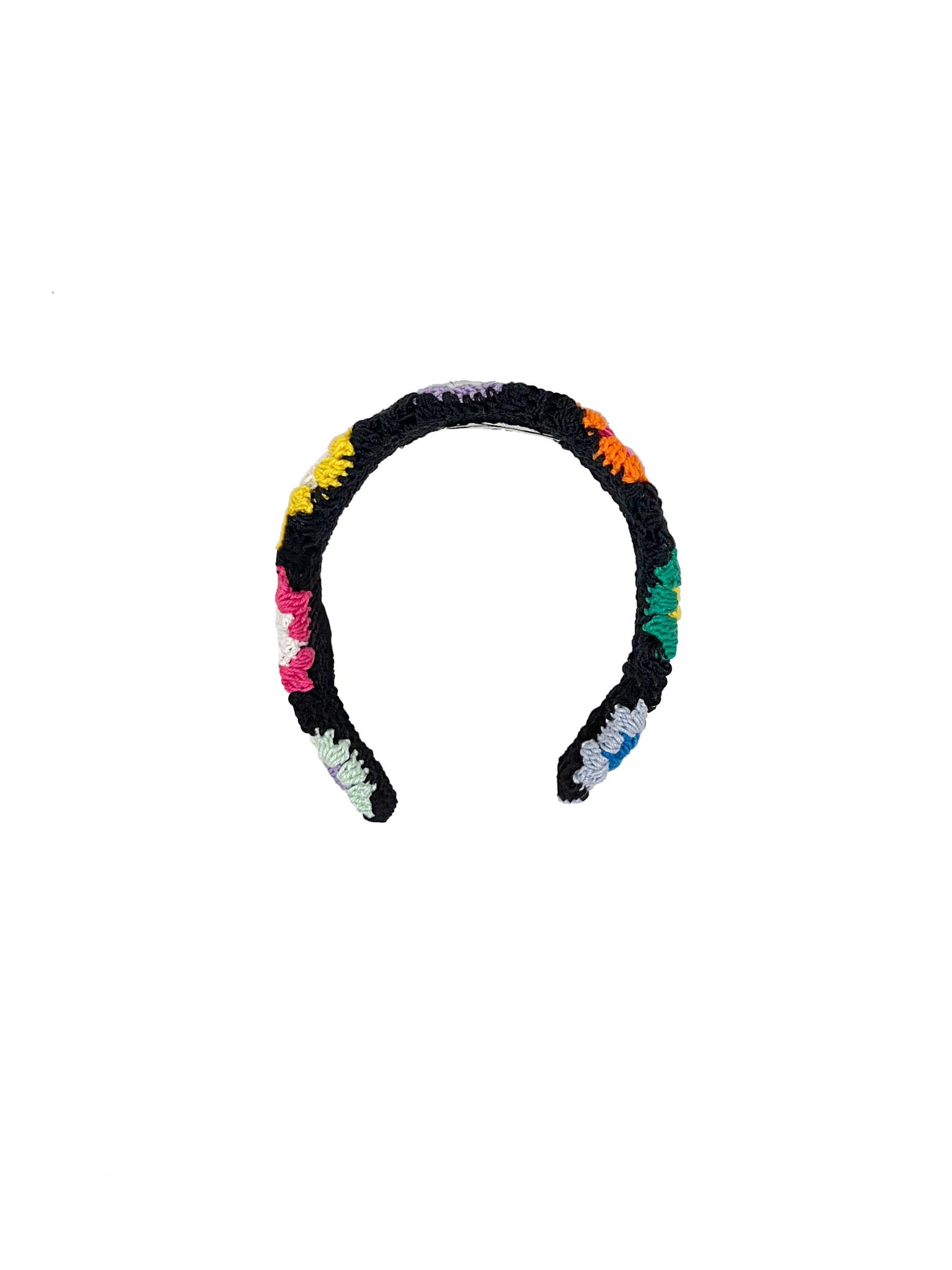 Black and multicoloured crochet hairband