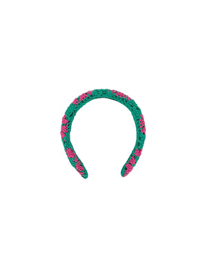 Emerald green and fuxia crochet hairband