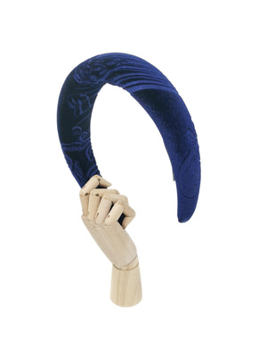 Midnight blue devoré velvet padded hairband