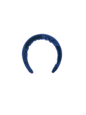 Midnight blue devoré velvet padded hairband