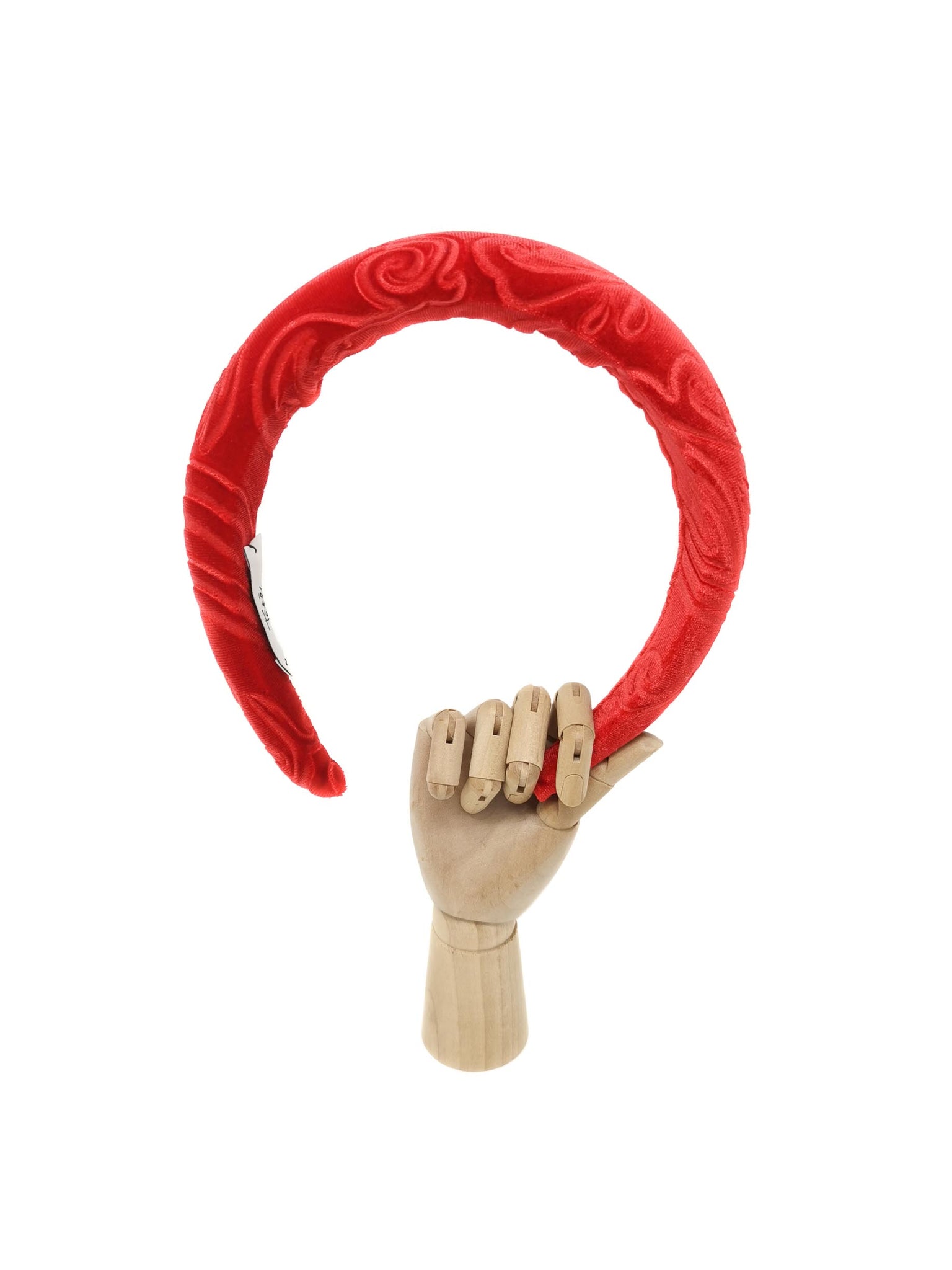 Red devoré velvet padded headband