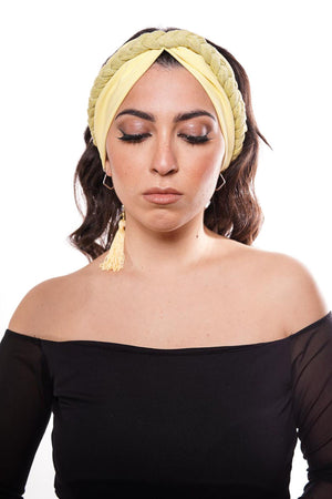 fascia per capelli made in Italy in cady e lurex con treccina 