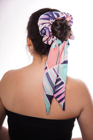 Fermacoda con foulard fatto a mano fantasia geometrica