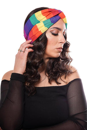 Rainbow patterned georgette headband