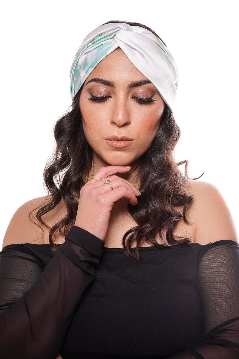 fascia per capelli donna misto seta bianca fatta a mano in Italia