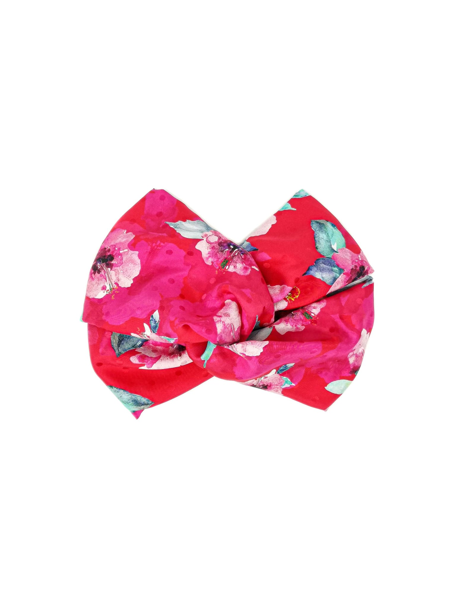 Fuxia flower-patterned jacquard silk headband