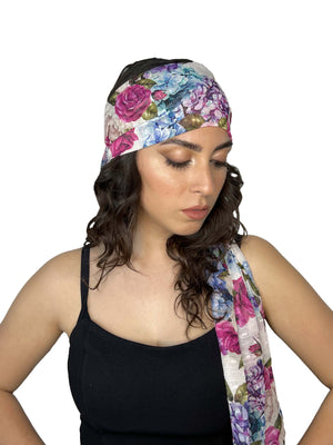 Hydrangea patterned georgette "Lucia" headband