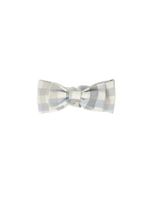 Baby's headband "bow" model in light blue checked wool