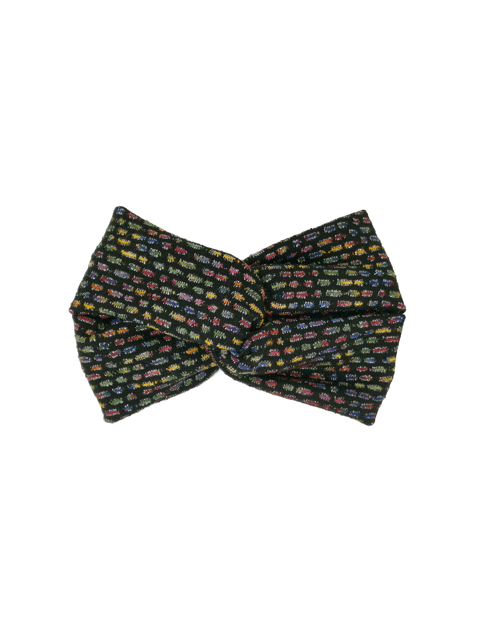 Black wool headband with multicolor pattern