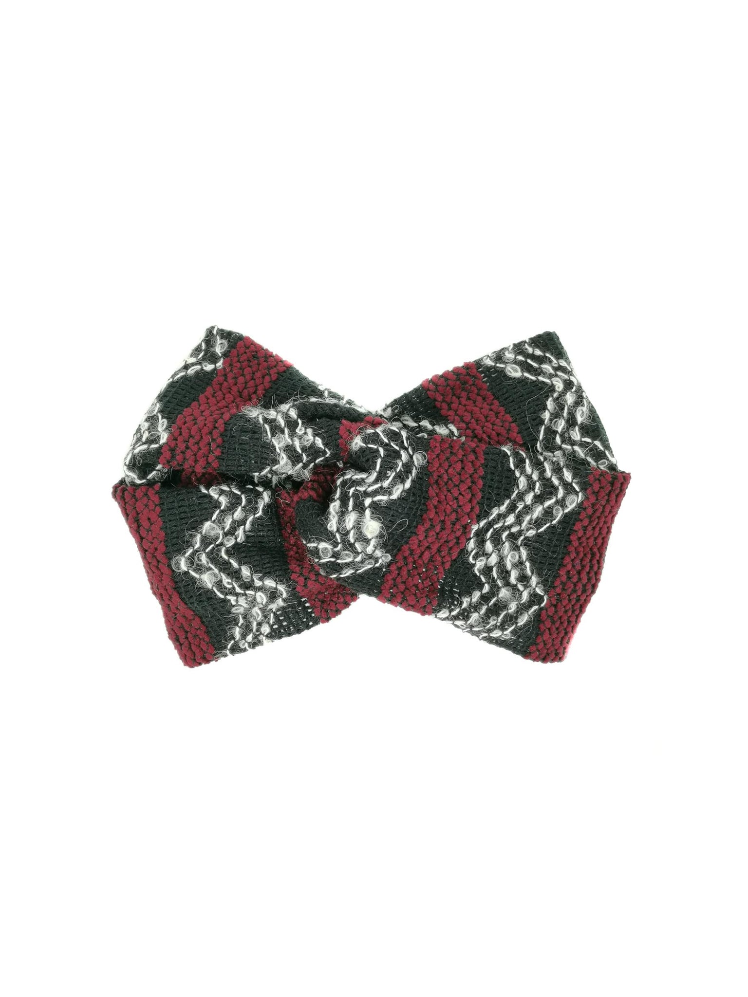 Black and burgundy wool knit headband