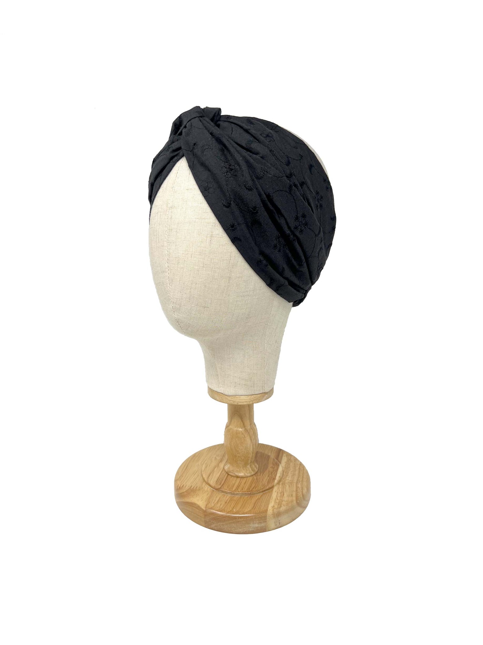 Black sangallo cotton headband