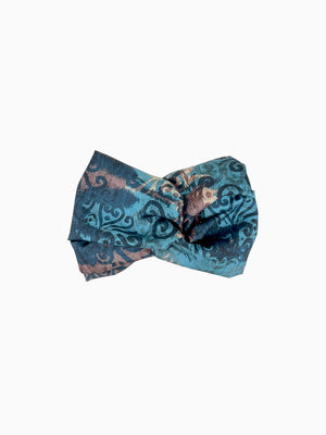Blue and brown ethnic patterned satin headband