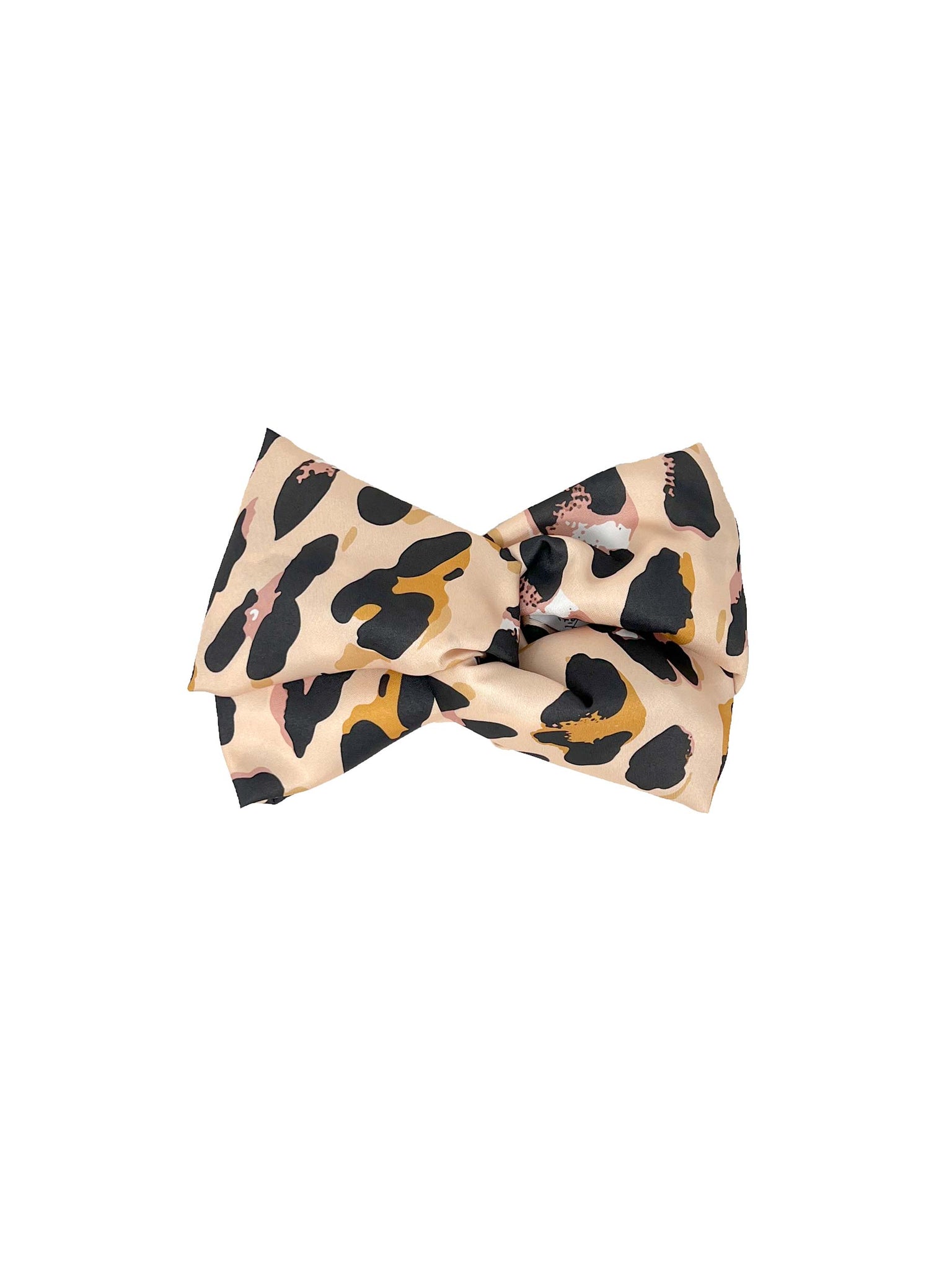 Pink and black spotted patterned satin headband