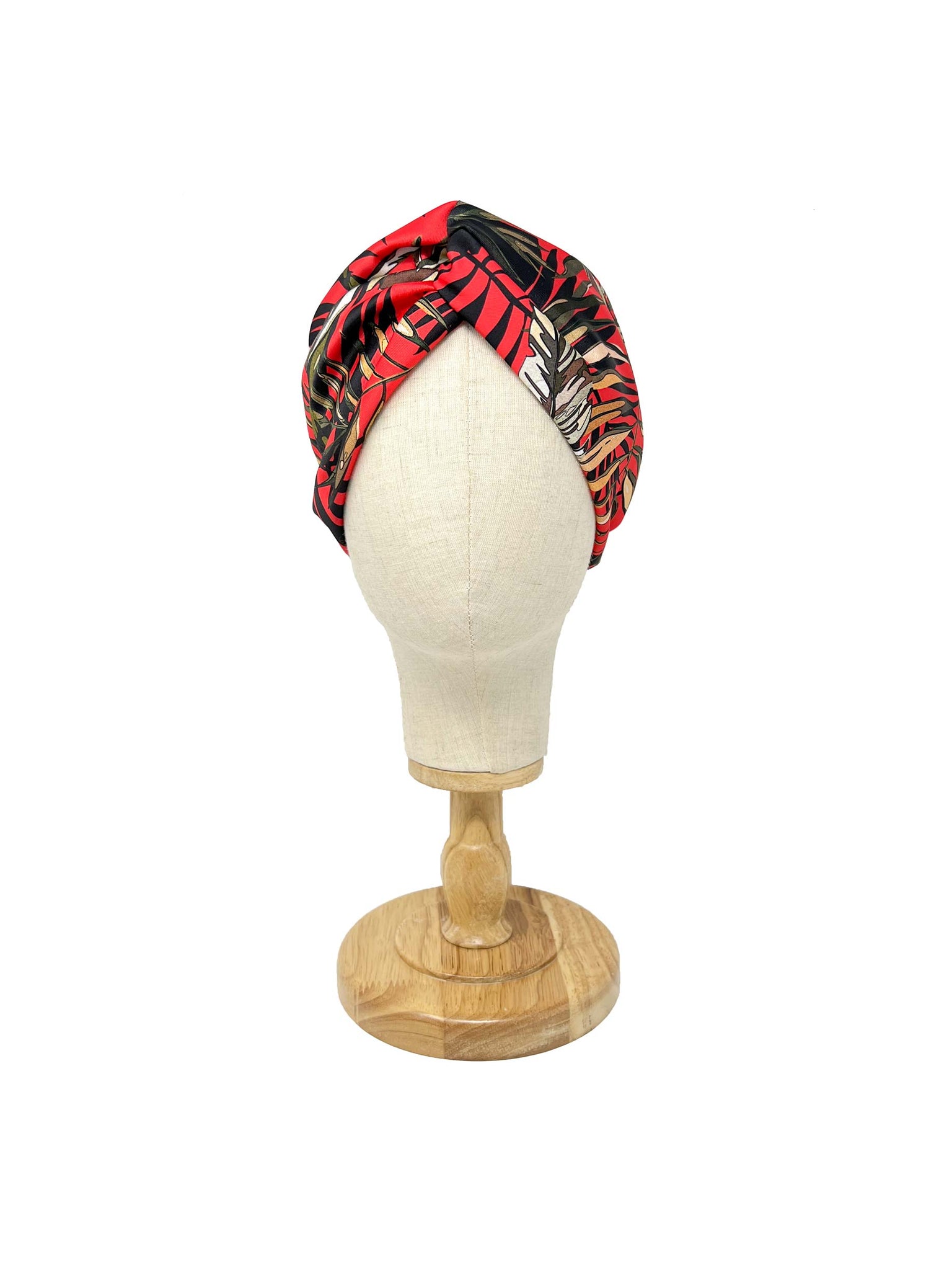 Tropical patterned red satin headband