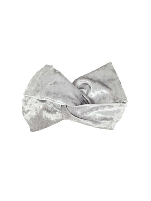 Fascia in velluto martellato grigio perla modello "incrocio"