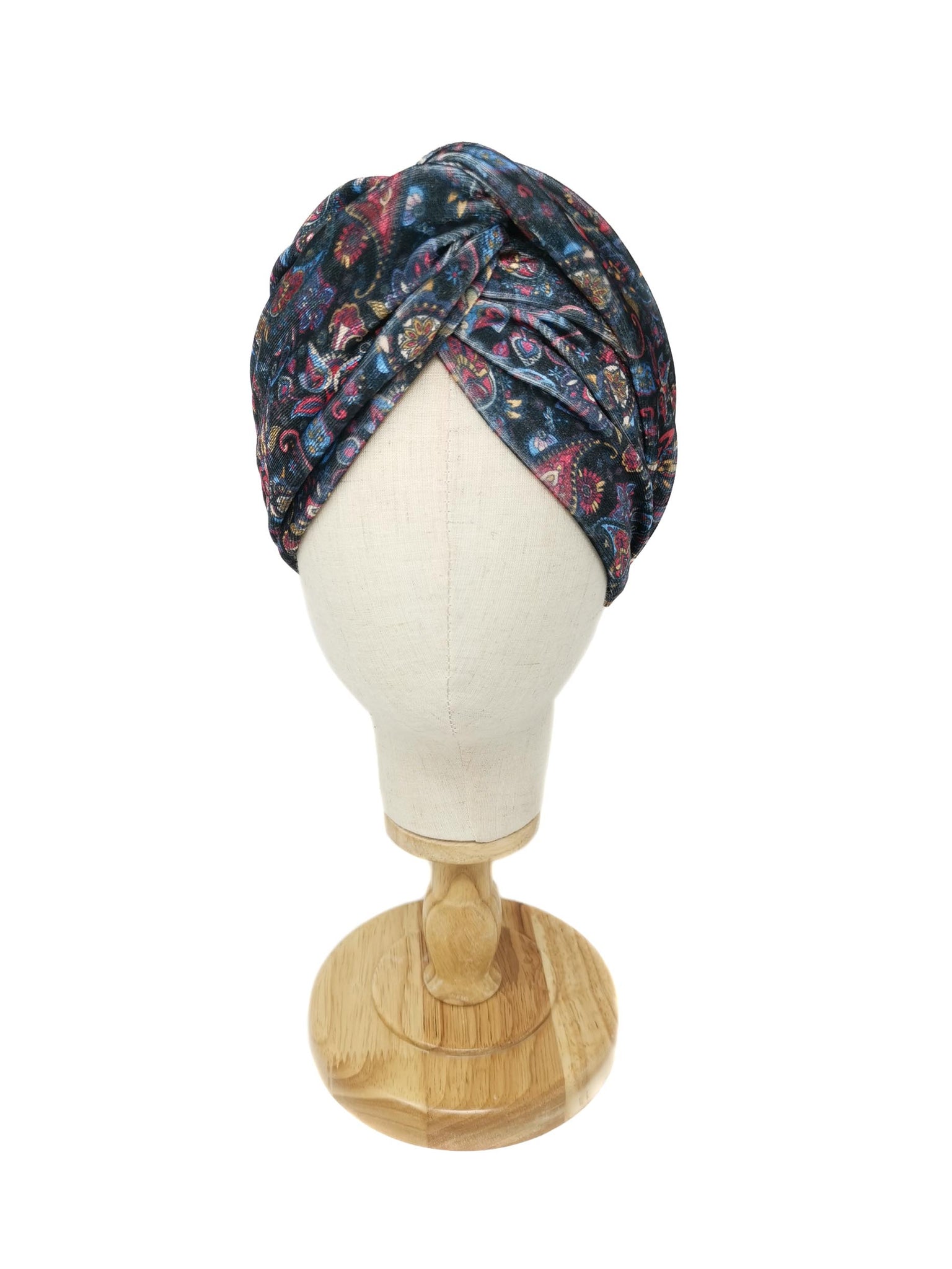 Black paisley patterned velvet headband