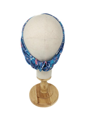 Light blue paisley patterned velvet headband