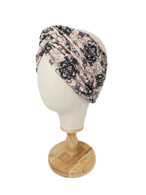 Pink and black patterned velvet headband