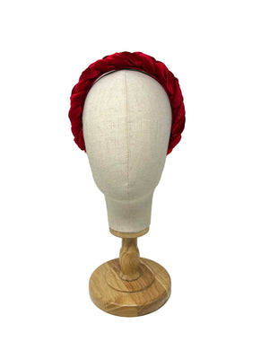 "Frida" red velvet braided hairband