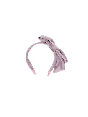 Lilac cotton velvet hairband with lateral bow