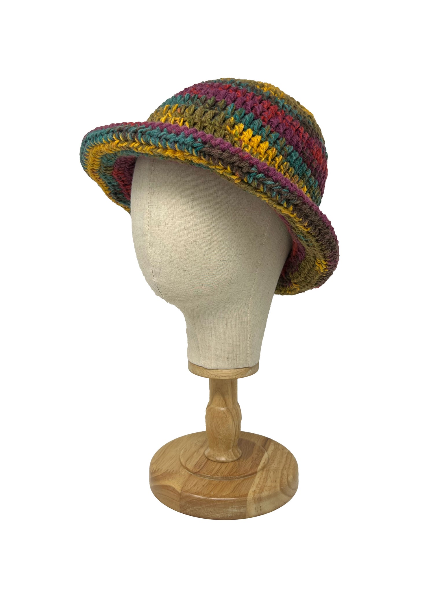 Multicolor melange wool crochet bucket hat