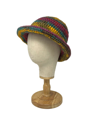 Multicolor melange wool crochet bucket hat