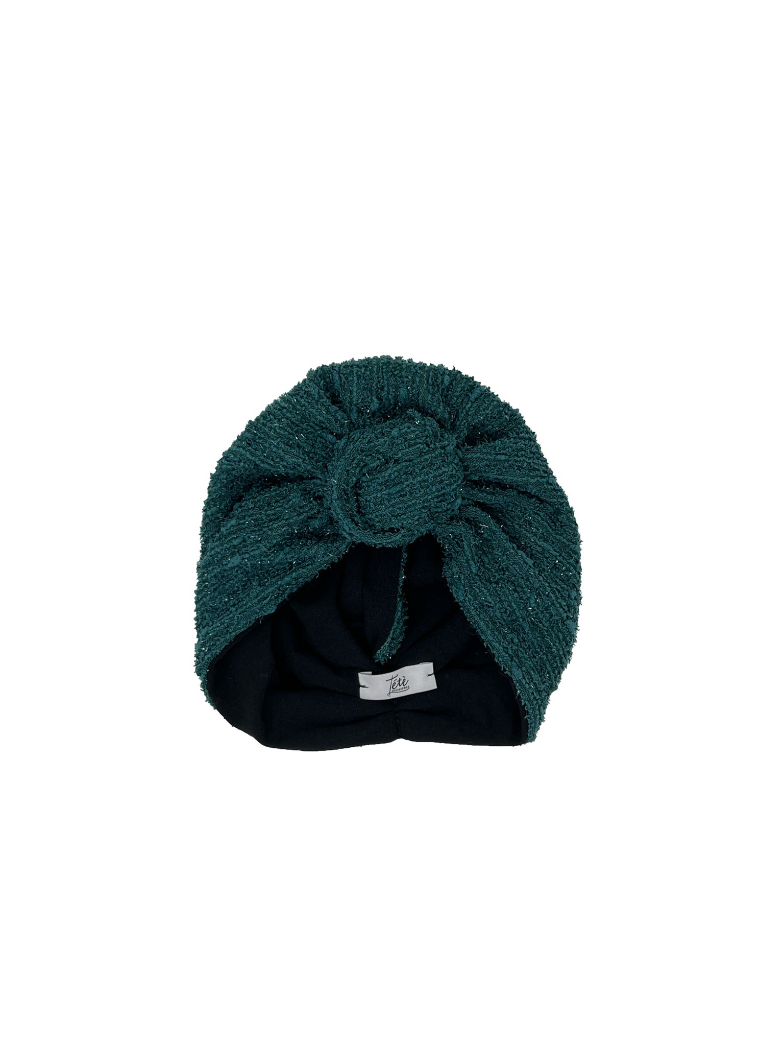 Octanium green devoré velvet and lurex turban for baby girl