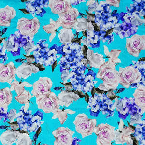 Light blue rose-patterned pure jacquard silk headband