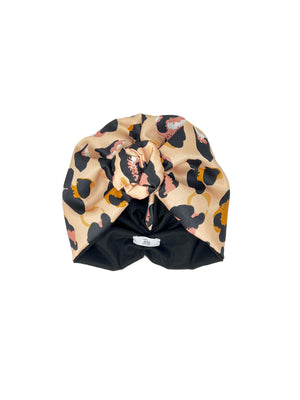 Peachy pink spotted patterned satin "Rachel" turban