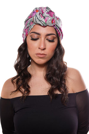 turbante per capelli donna in seta jacquard con fantasia floreale in edizione limitata