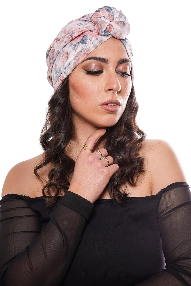 turbante per capelli accessori donna made in Italy fantasia rose