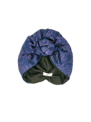 "Rachel" blue brocade jacquard turban