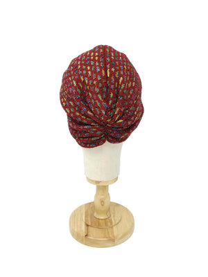 Turbante multicolore "Rachel" in lana bordeaux