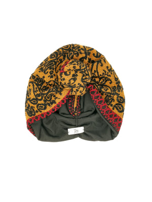 "Rachel" turban in cashmere-patterned devoré wool