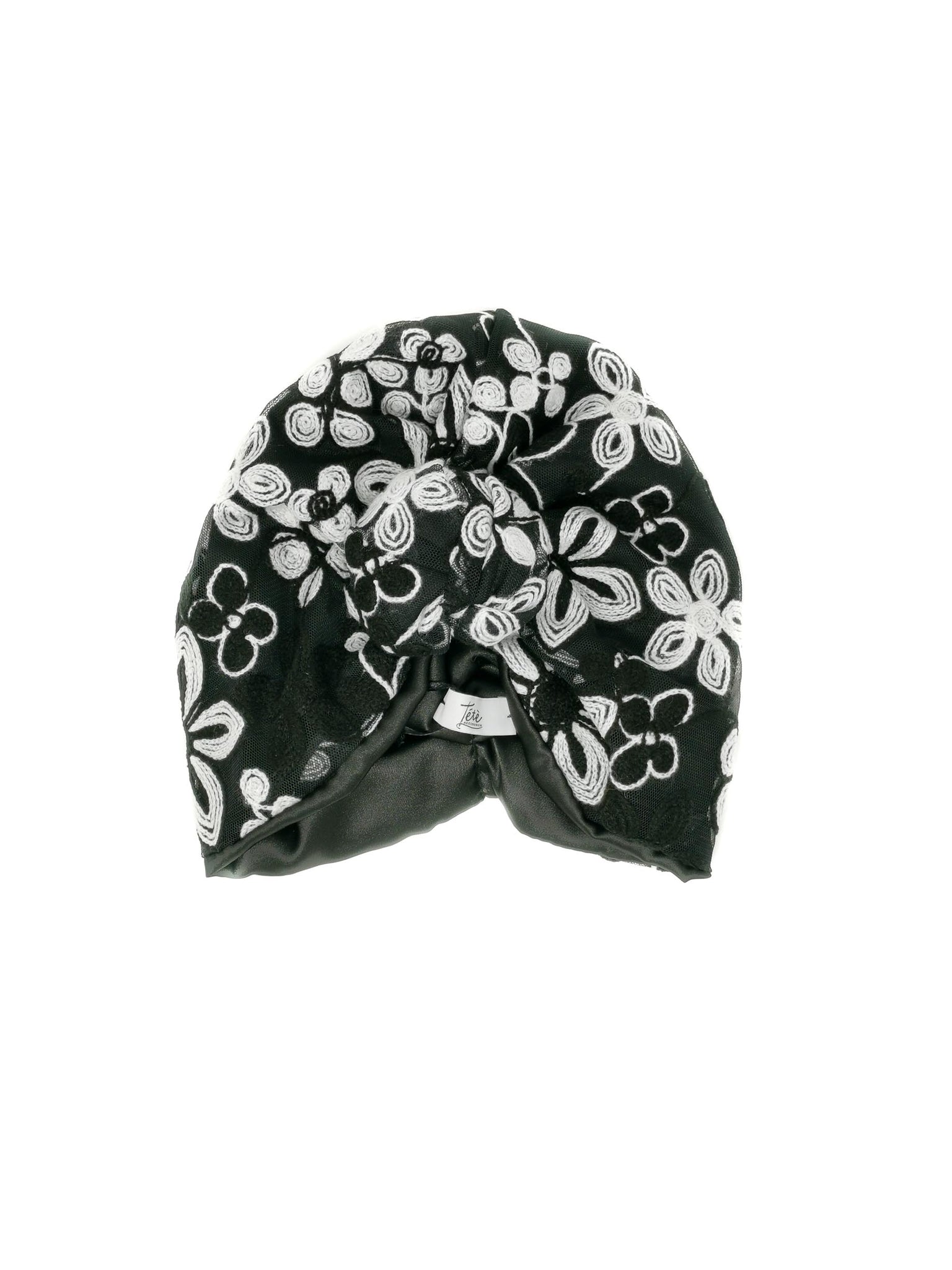 "Rachel" turban with embossed wool flowers