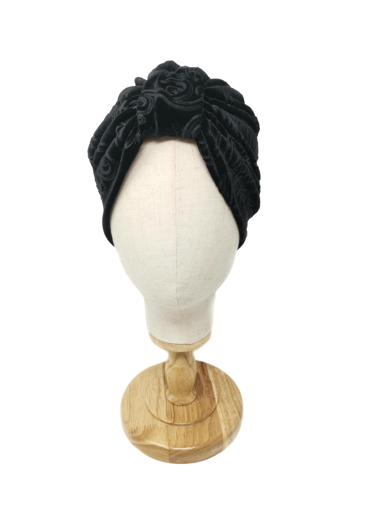 Black velvet devoré "Rose" turban