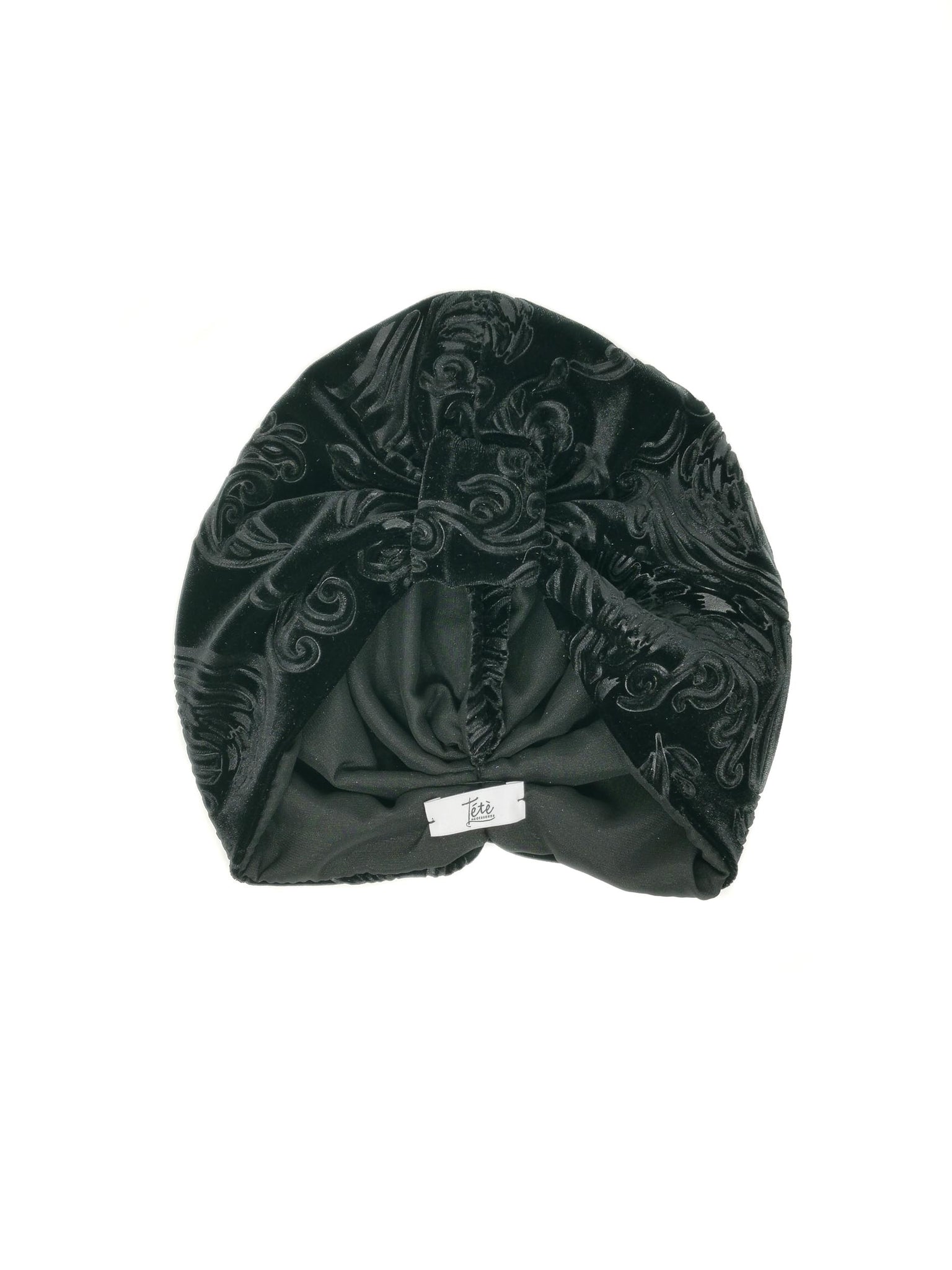 Black velvet devoré "Rose" turban