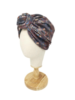 Leaf-patterned velvet "Rachel" turban