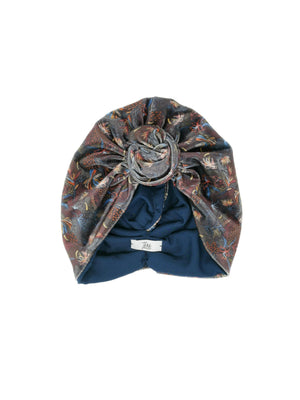 Leaf-patterned velvet "Rachel" turban