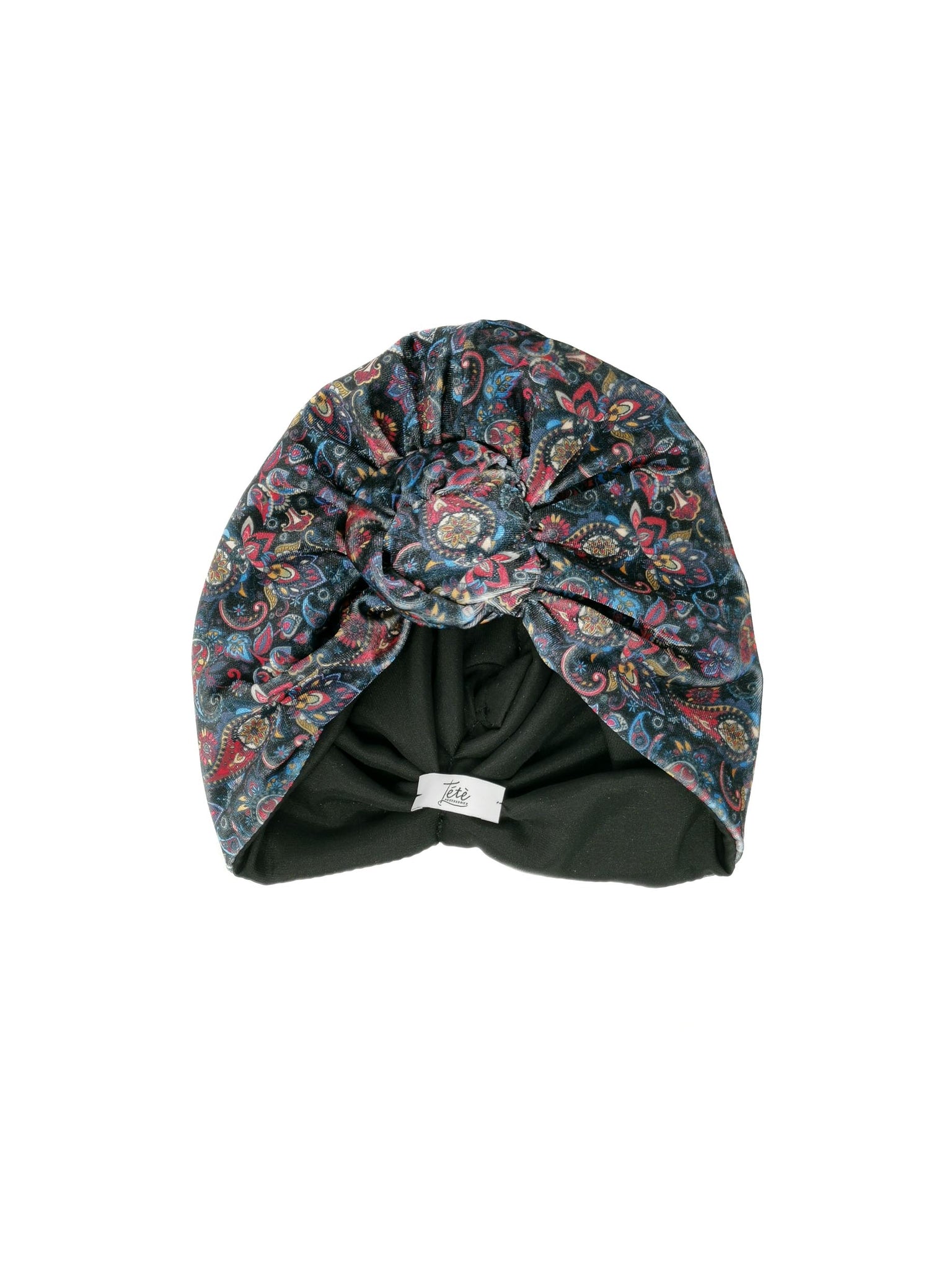 Black paisley velvet turban