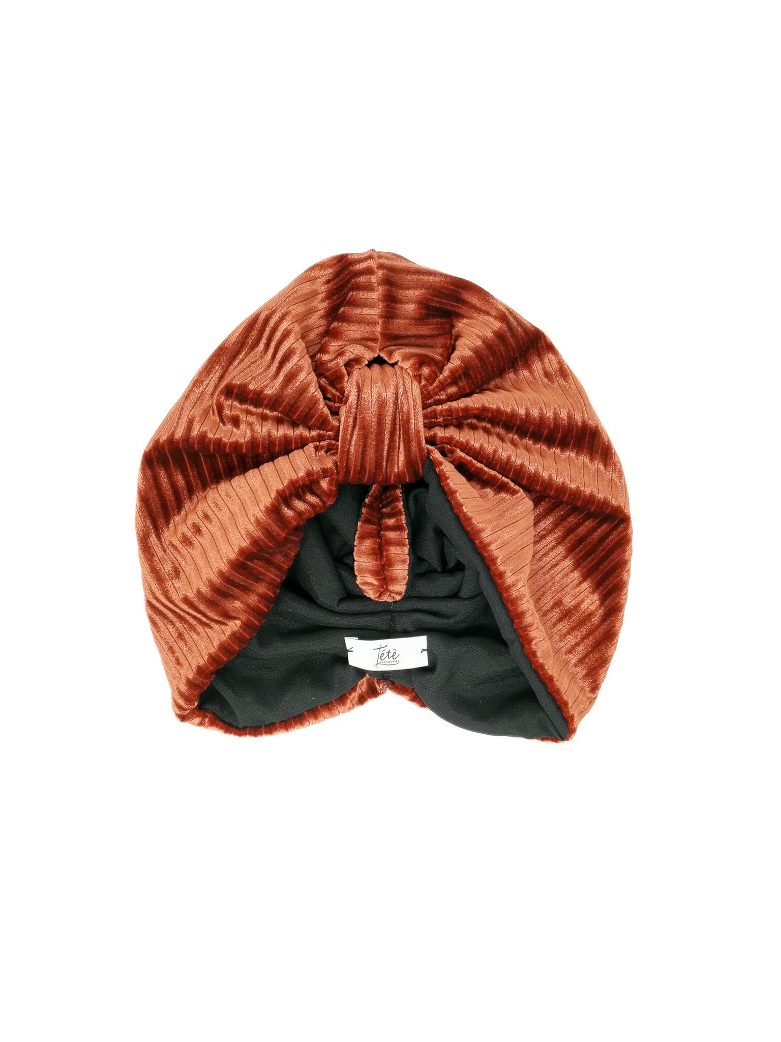 Copper-coloured velvet turban "Rose" model