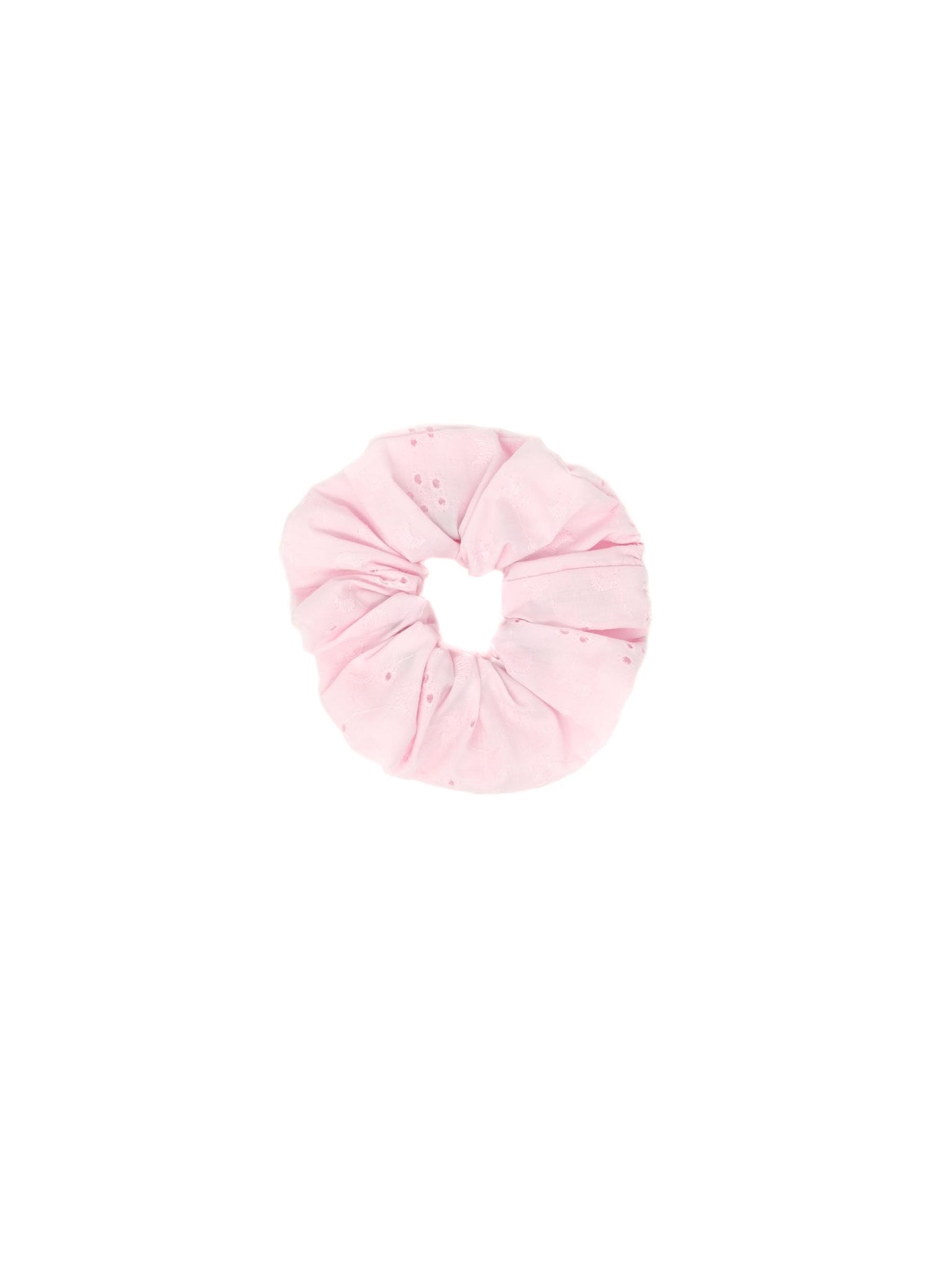 scrunchie in cotone sangallo rosa fatto a mano in Italia