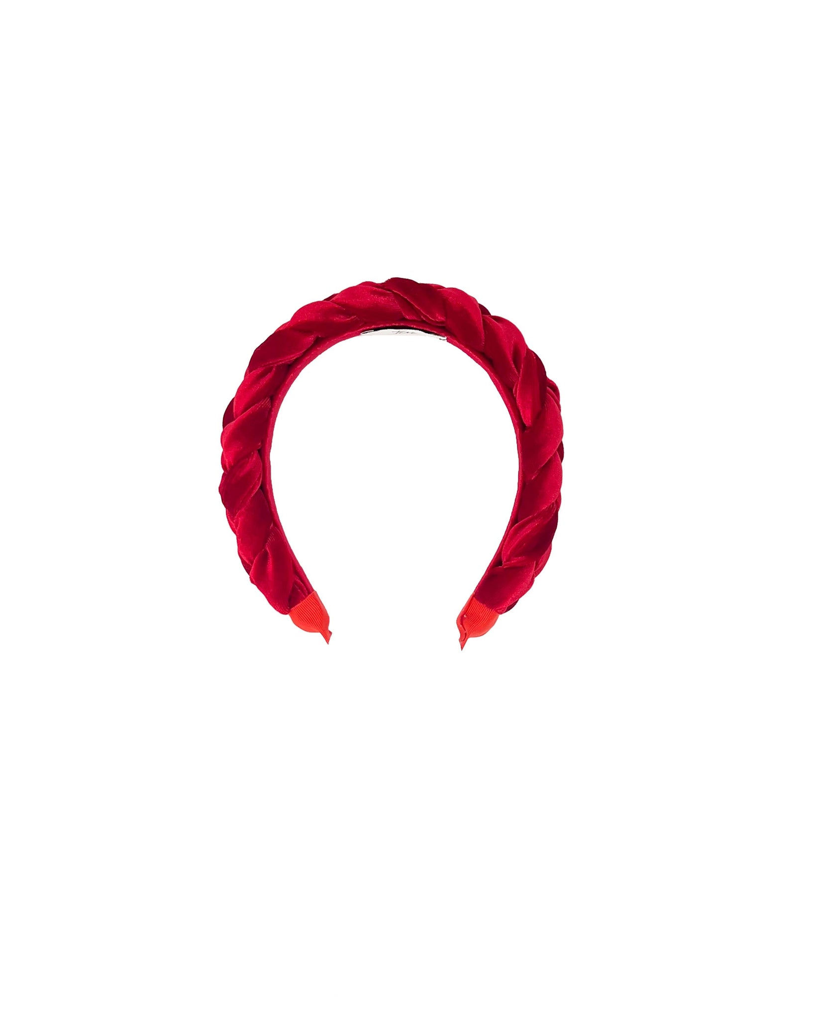 Cerchietto intrecciato "Frida" in velluto rosso